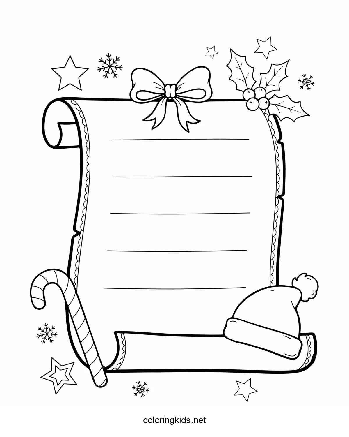 Christmas Wish List coloring pages for kids, printable free