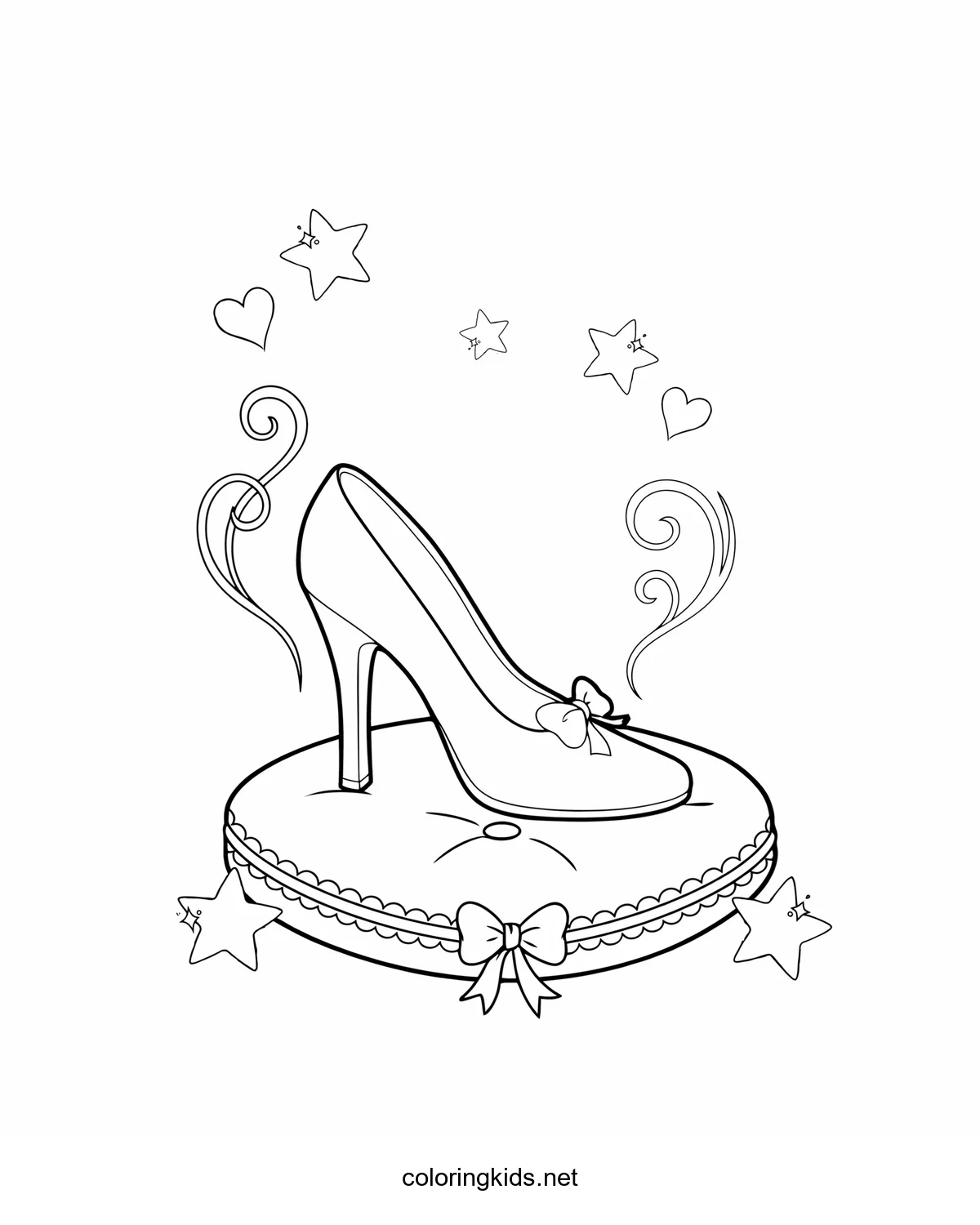 Cinderella – Glass Slipper coloring pages for kids, printable free