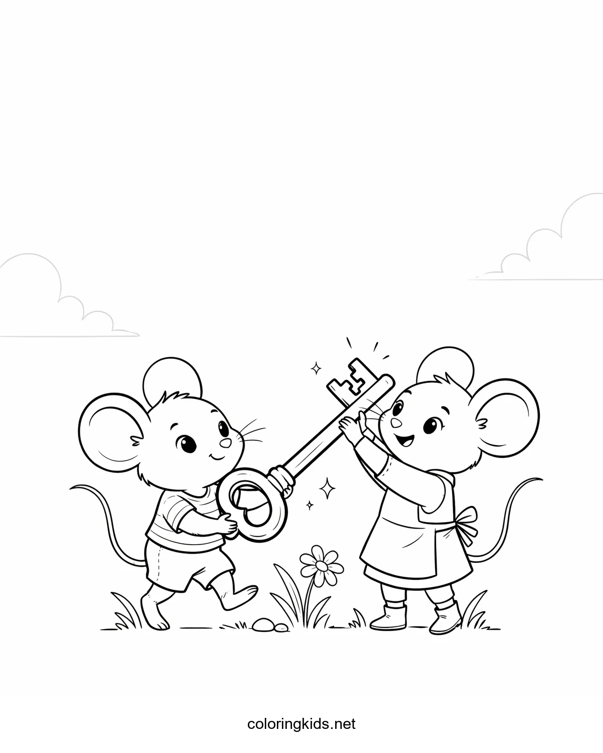 Cinderella – Mice &amp; Key coloring pages for kids, printable free