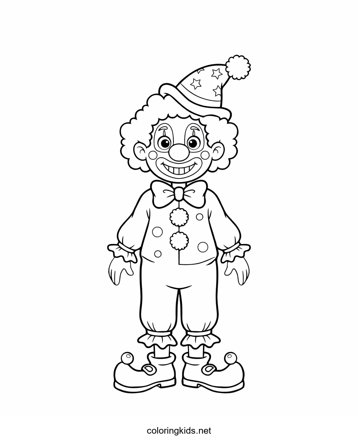 Circus Clown coloring pages for kids, printable free