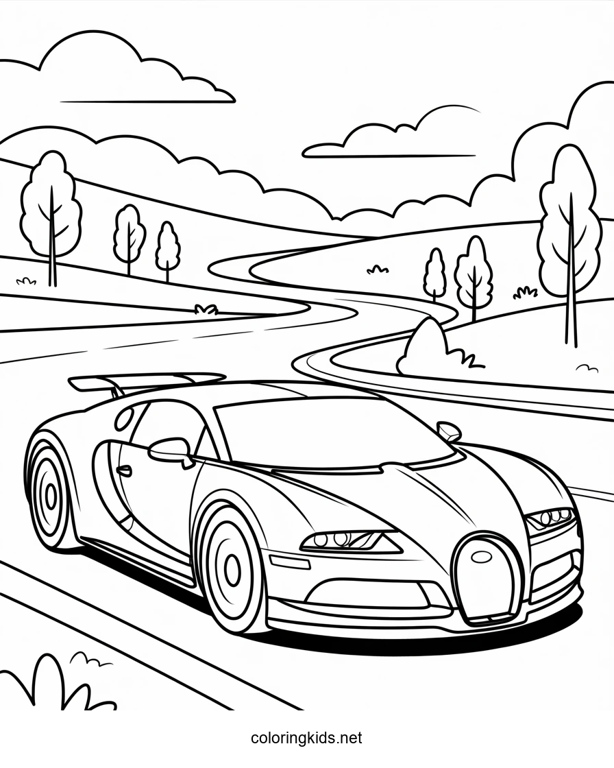 Cool cars - coloring pages online for kids Bugatti