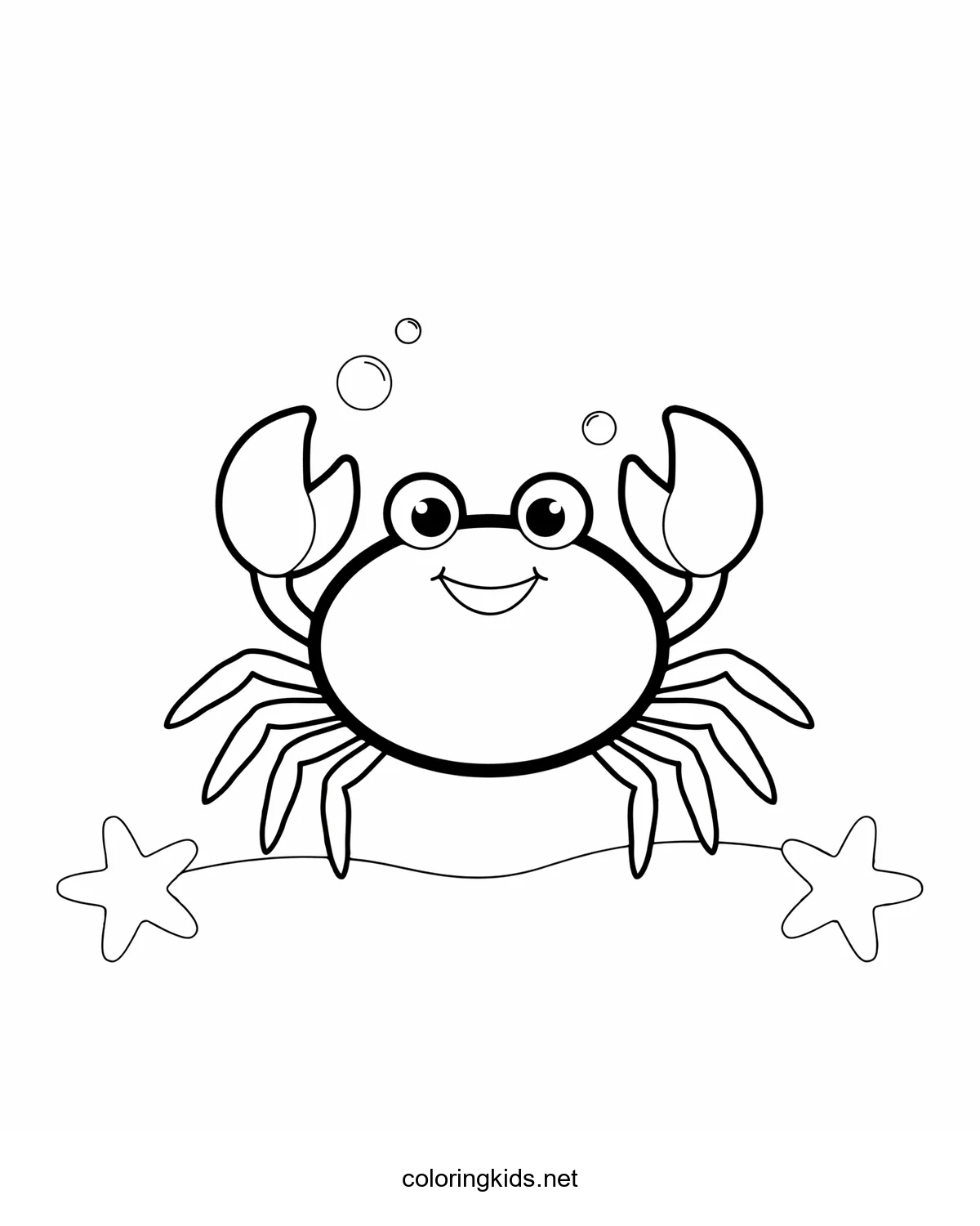 Crab coloring pages for kids, printable free
