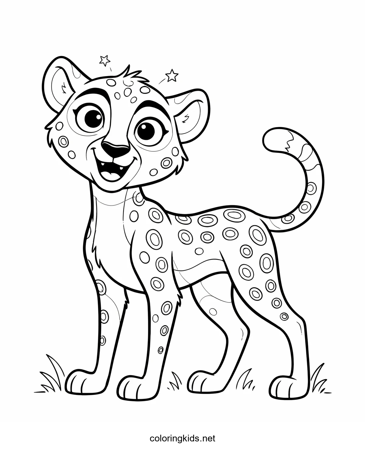 Crazy Eyed Cheetah coloring pages for kids, printable free