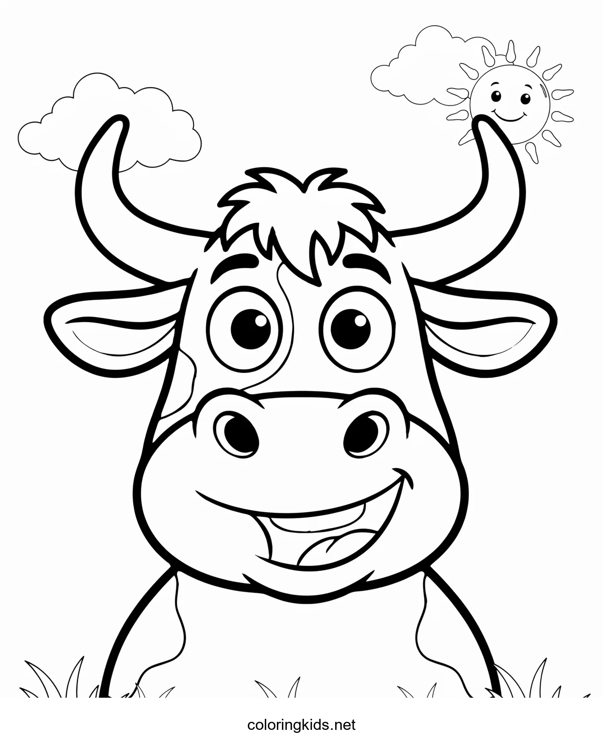 Crazy Eyed Ox coloring pages for kids, printable free