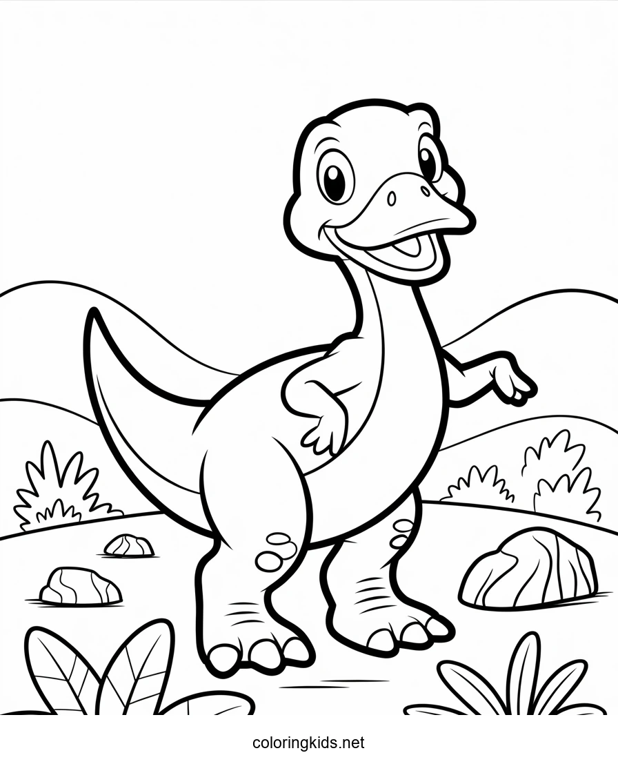 Ducky from The Land Before Time Coloring Pages for Kids, Printable Free