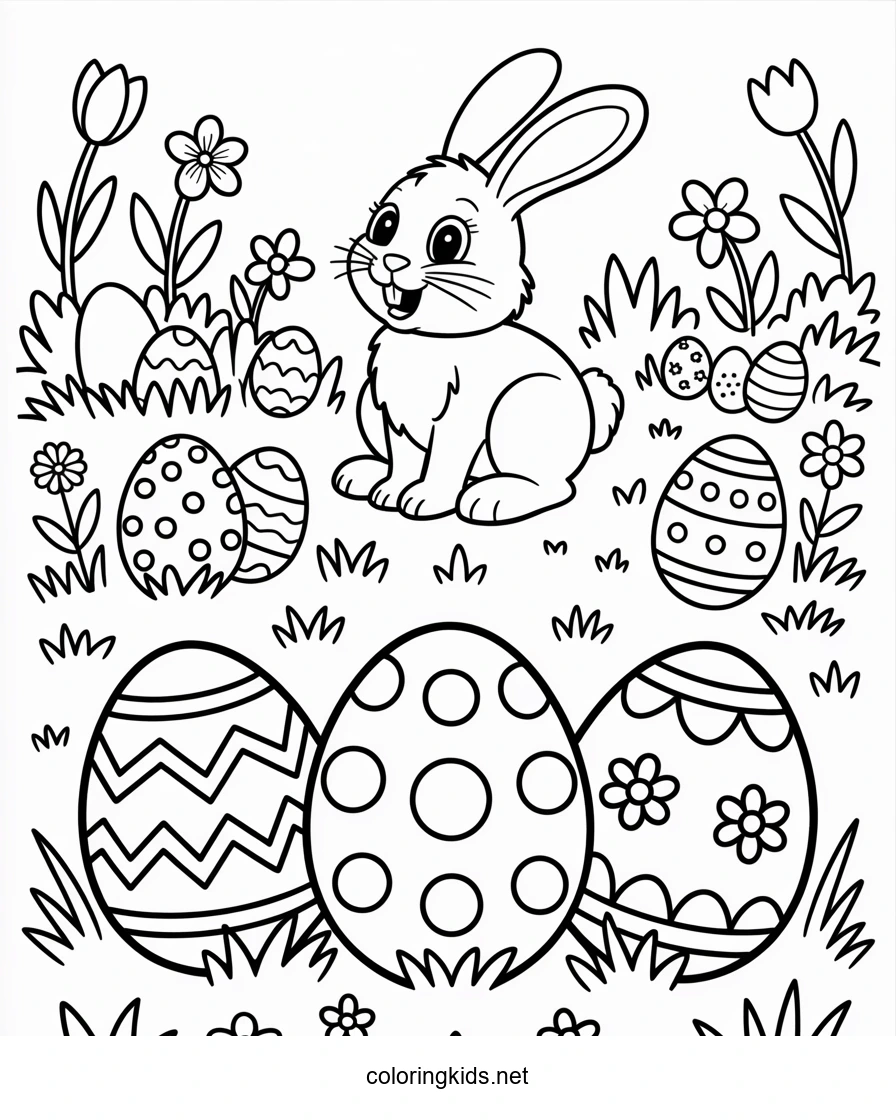 Easter eggs coloring pages for kids, prinables 18