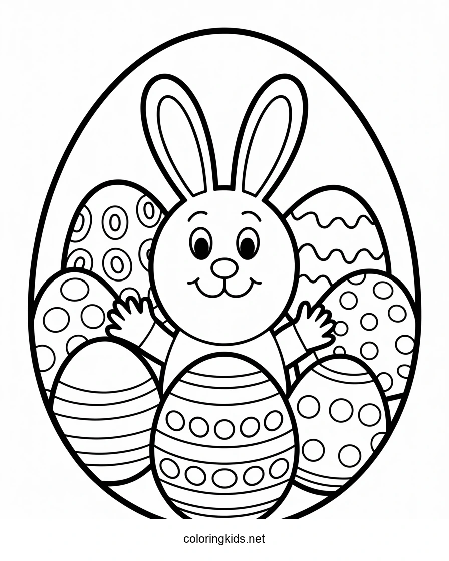 Easter eggs coloring pages for kids, printables