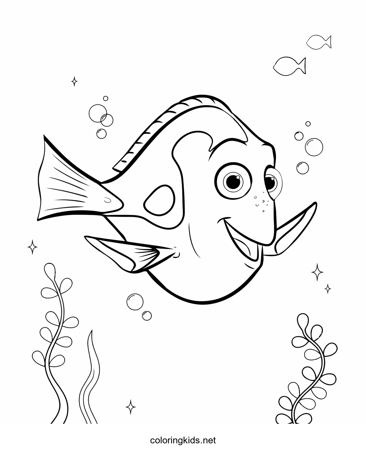 Finding Nemo – Dory coloring pages for kids, printable free