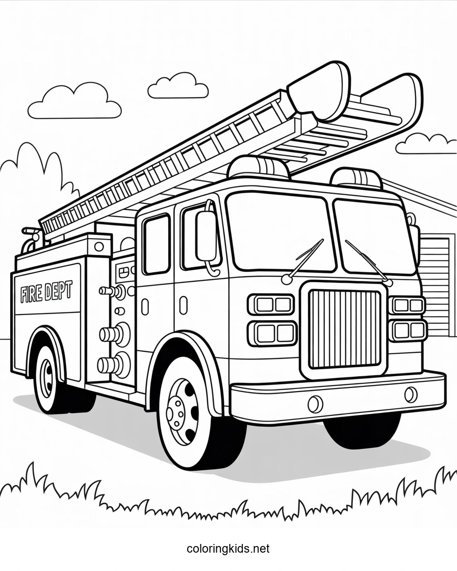 Fire Truck Coloring Pages for Kids, Printable Free