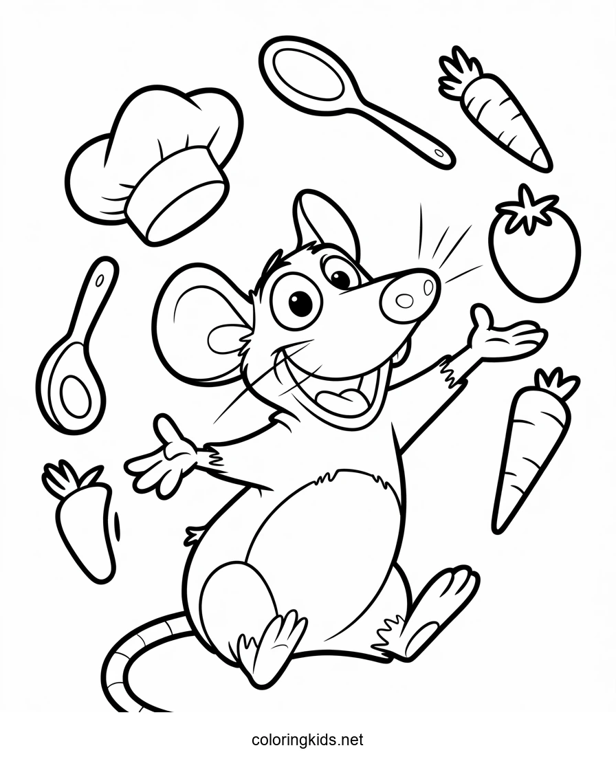 Funny Ratatouille coloring pages for kids, printable…