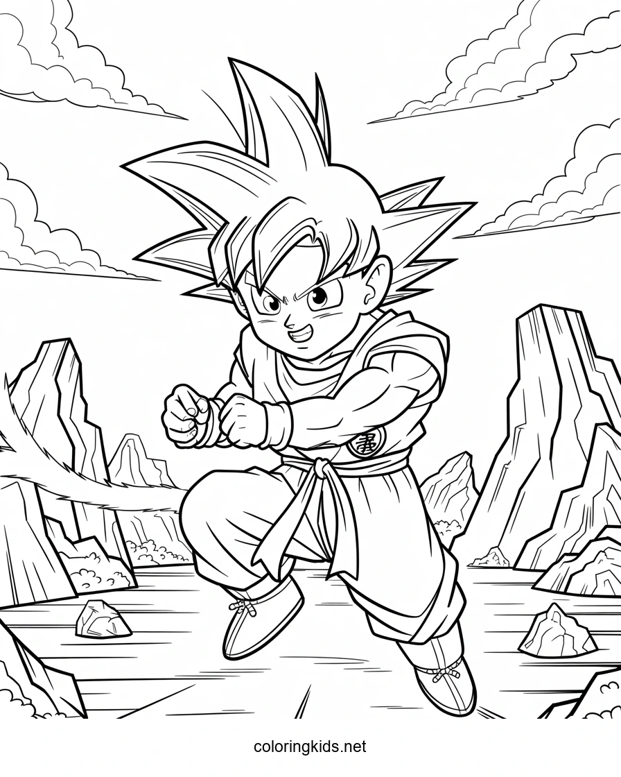 Goku Dragon ball Z anime coloring pages for kids, printable free