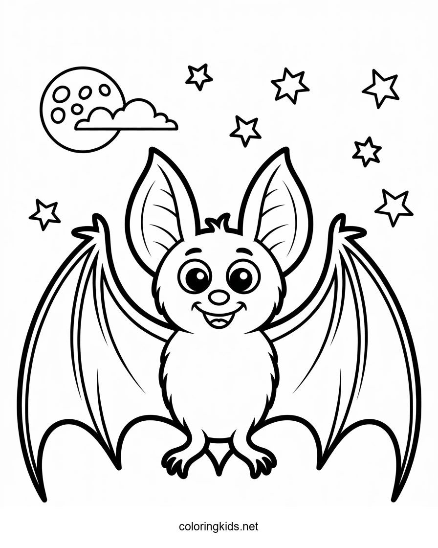 Halloween Bat Coloring Pages for Kids, Printable Free