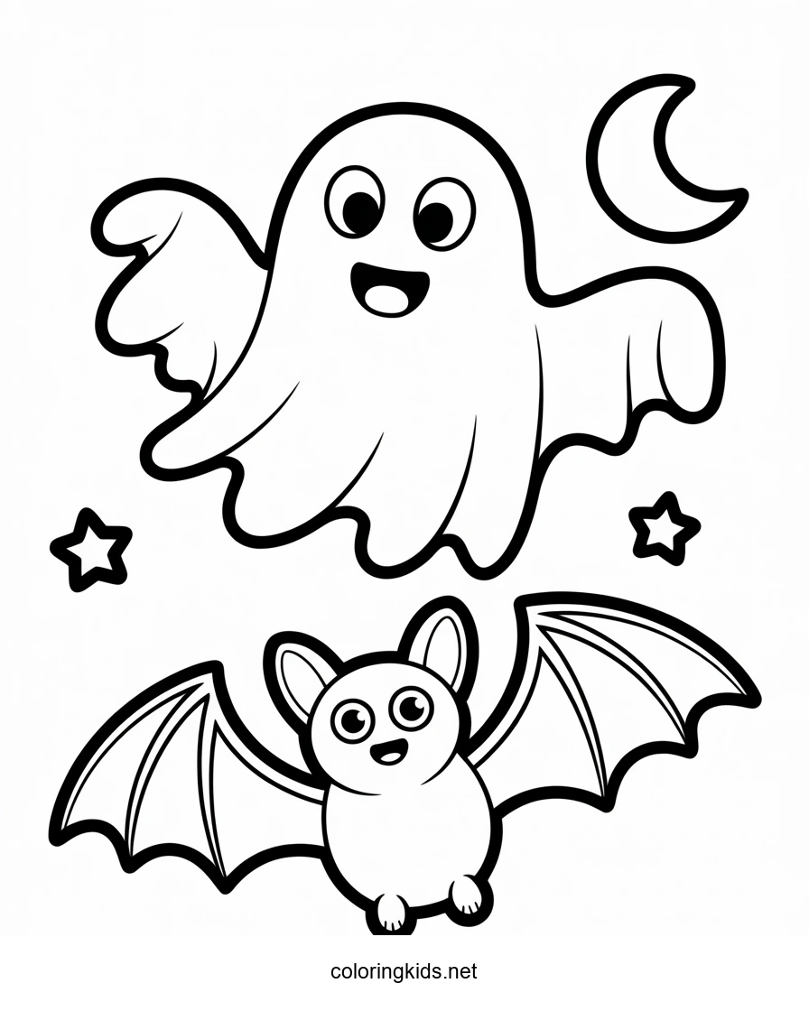 Halloween Ghost Coloring Pages for Kids, Printable Free