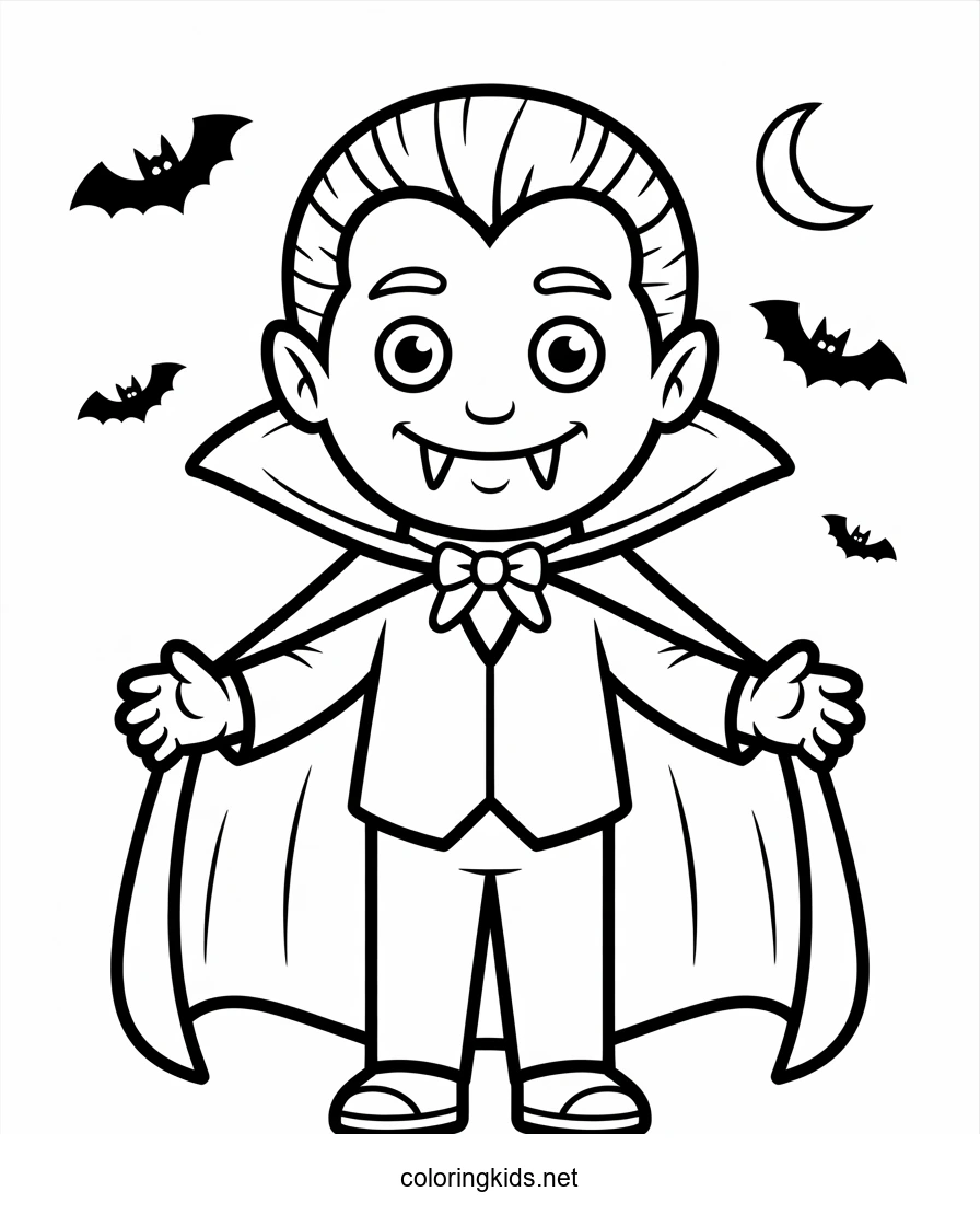 Halloween vampire coloring pages for kids, printable free