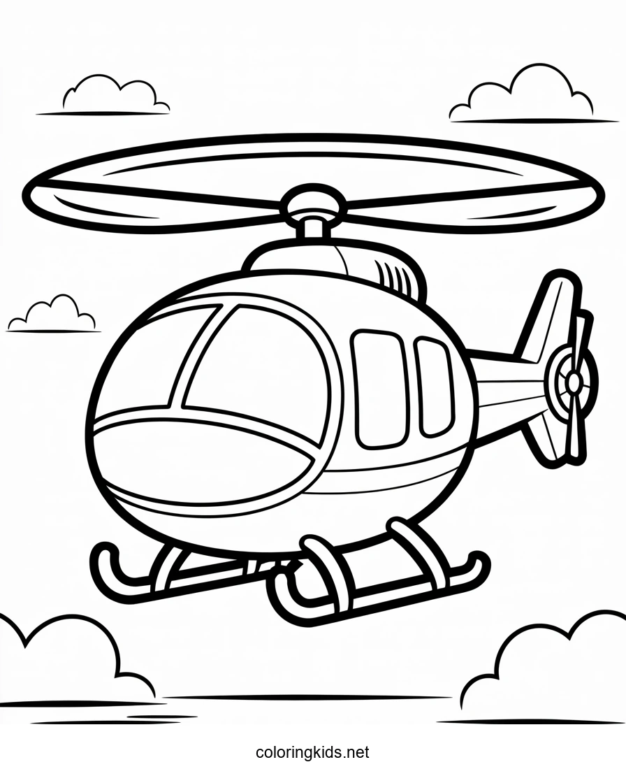 Helicopter coloring pages for kids