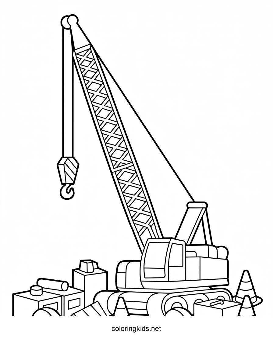 Hoisting crane - coloring pages online for kids