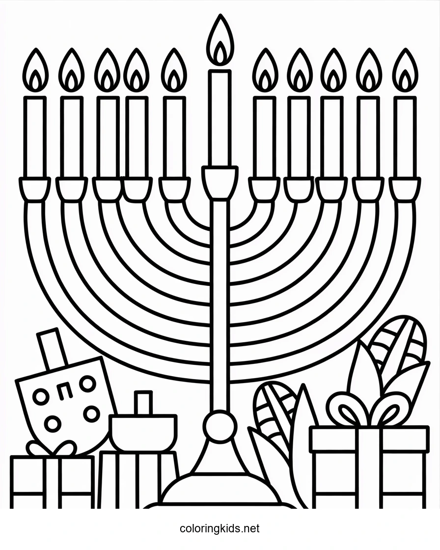 Kwanzaa and Chanukah holiday coloring pages for kids, printable free