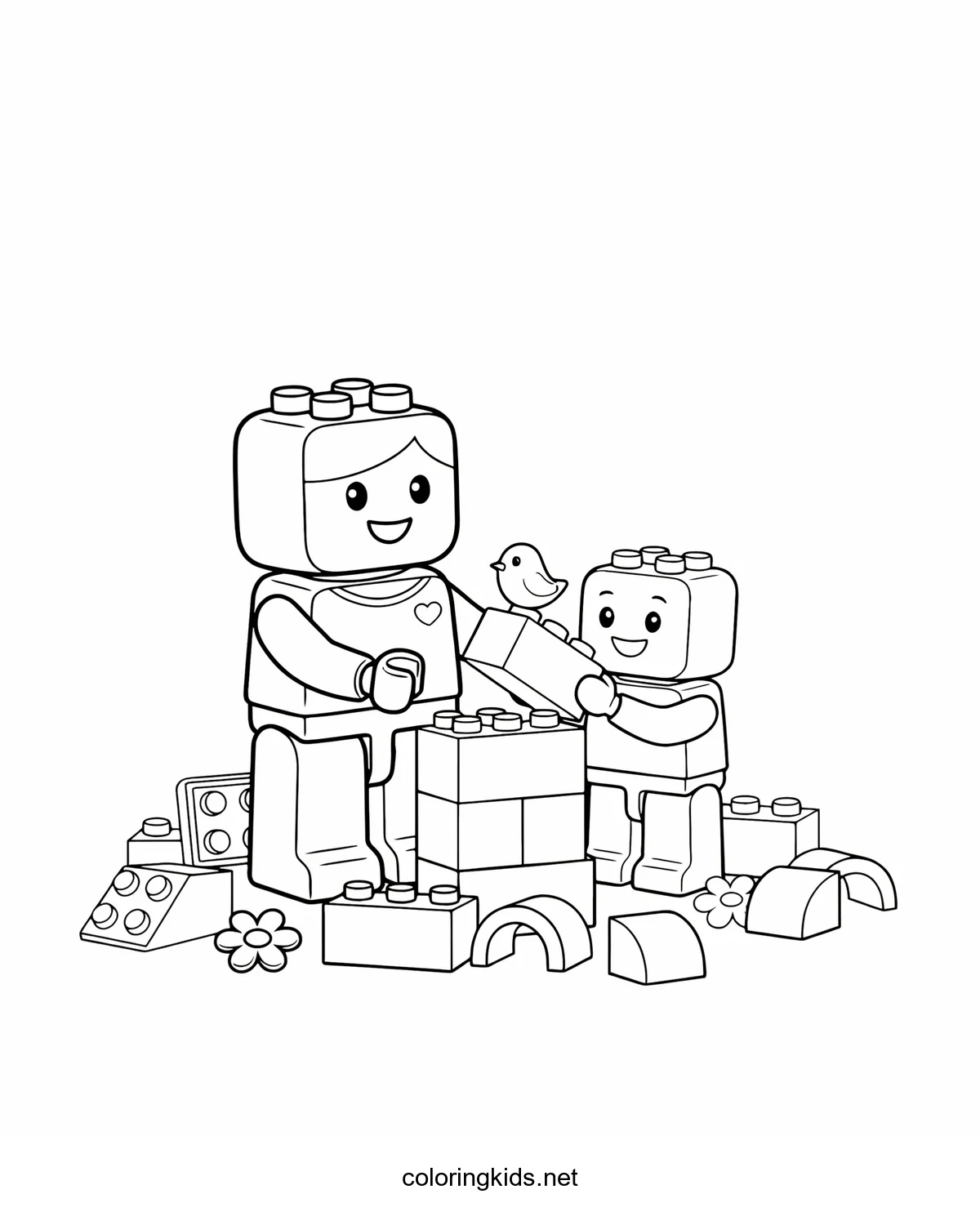 Lego – Mom and Kid coloring pages for kids, printable free