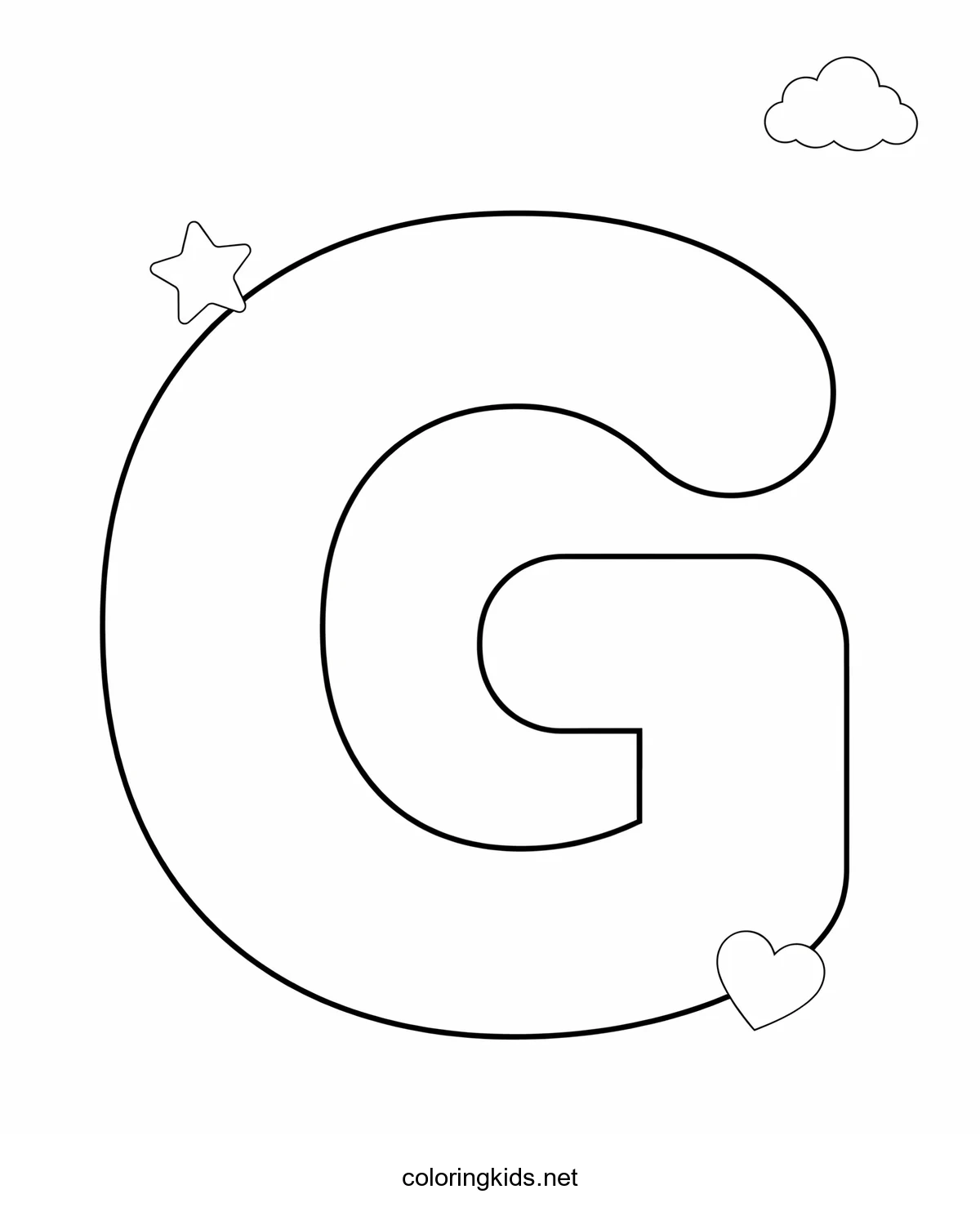 Letter G coloring page — alphabet coloring pages printable
