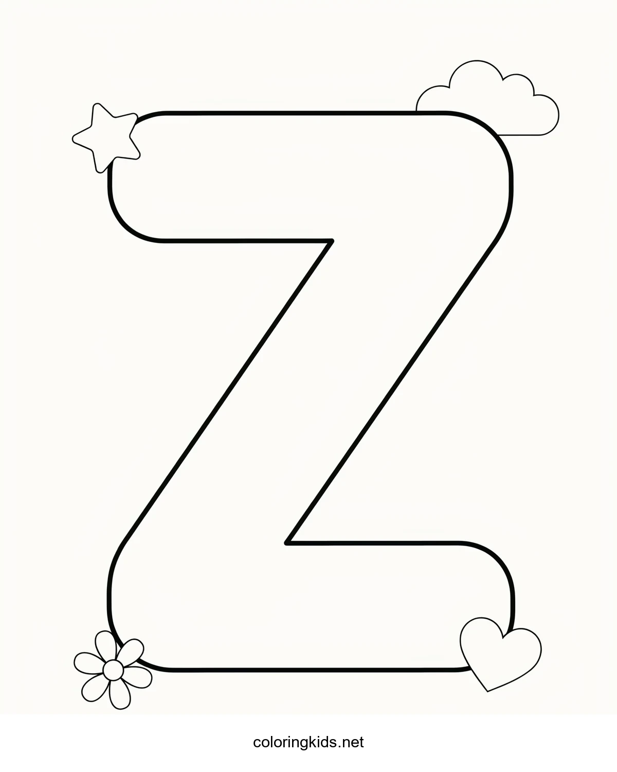 Letter Z coloring page — alphabet coloring pages printable
