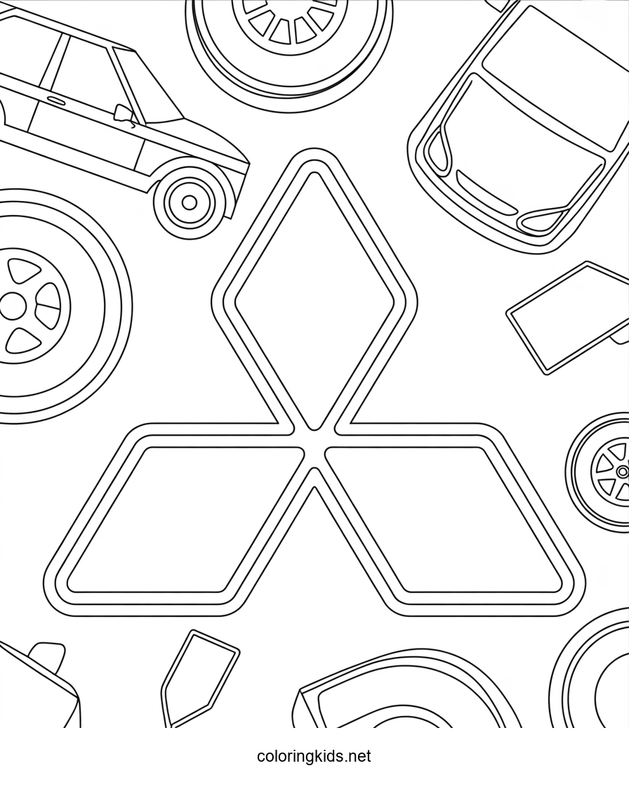 Mitsubishi logo coloring pages online (cars logos coloring pages)