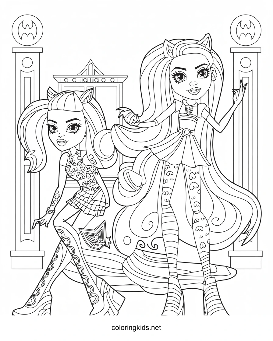 Monster high coloring pages for kids, printable free