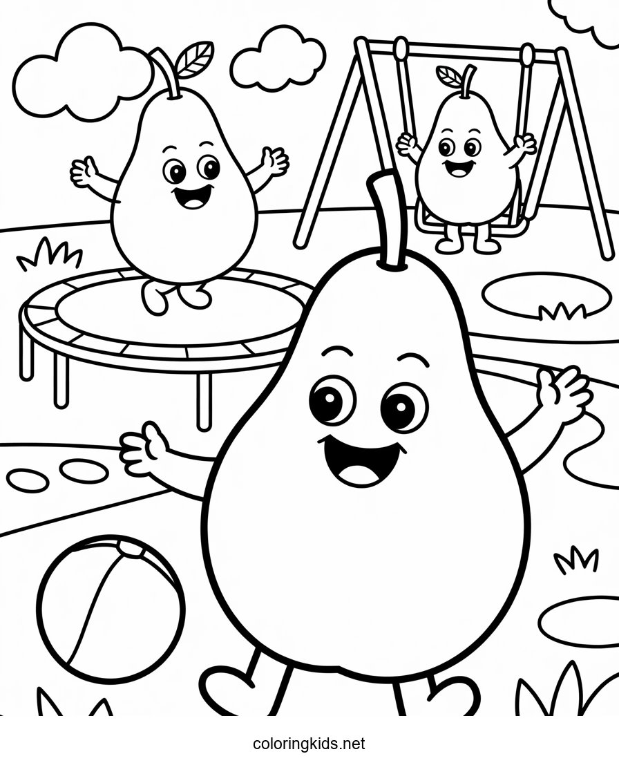 Pear Fruits coloring pages for kids, printable free