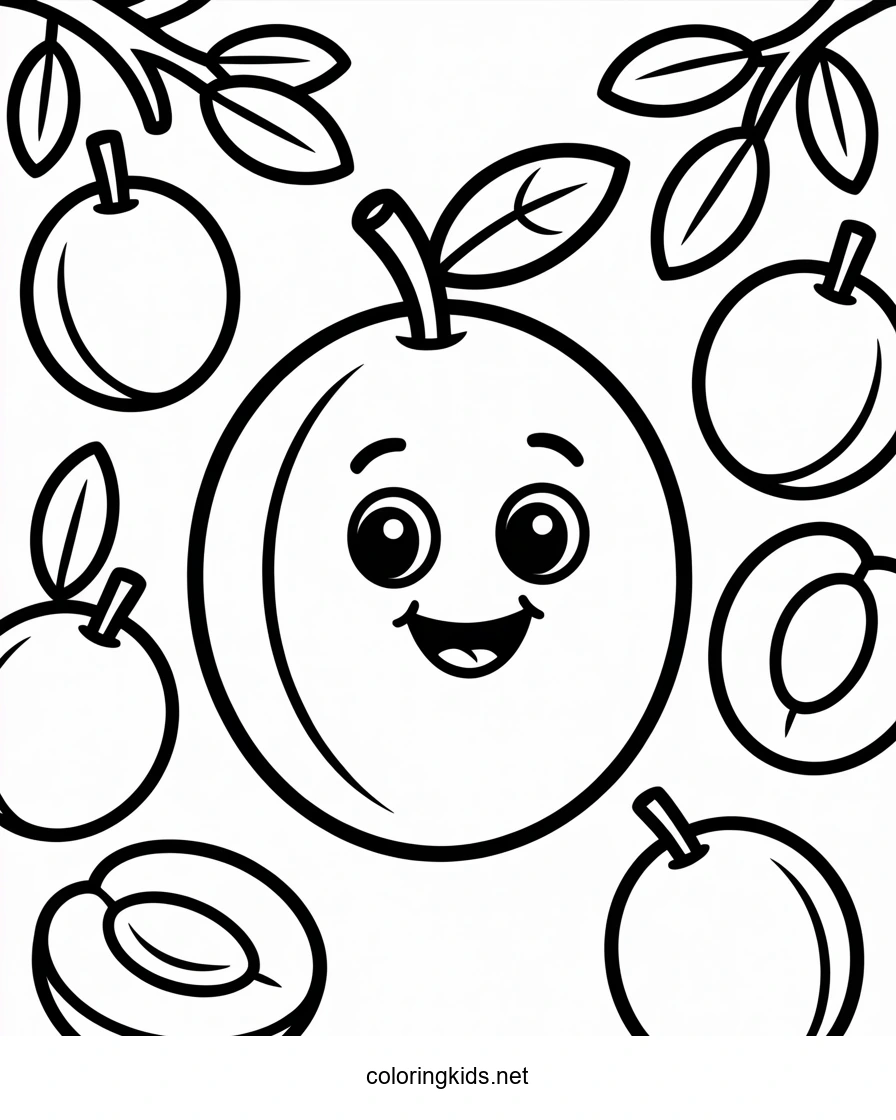 Plum Fruits coloring pages for kids, printable free