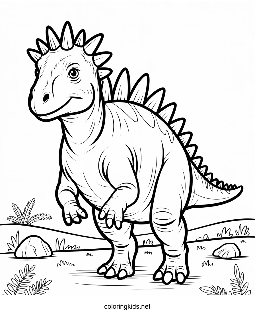 Polacanthus Dinosaur Coloring Pages for Kids, Printable Free