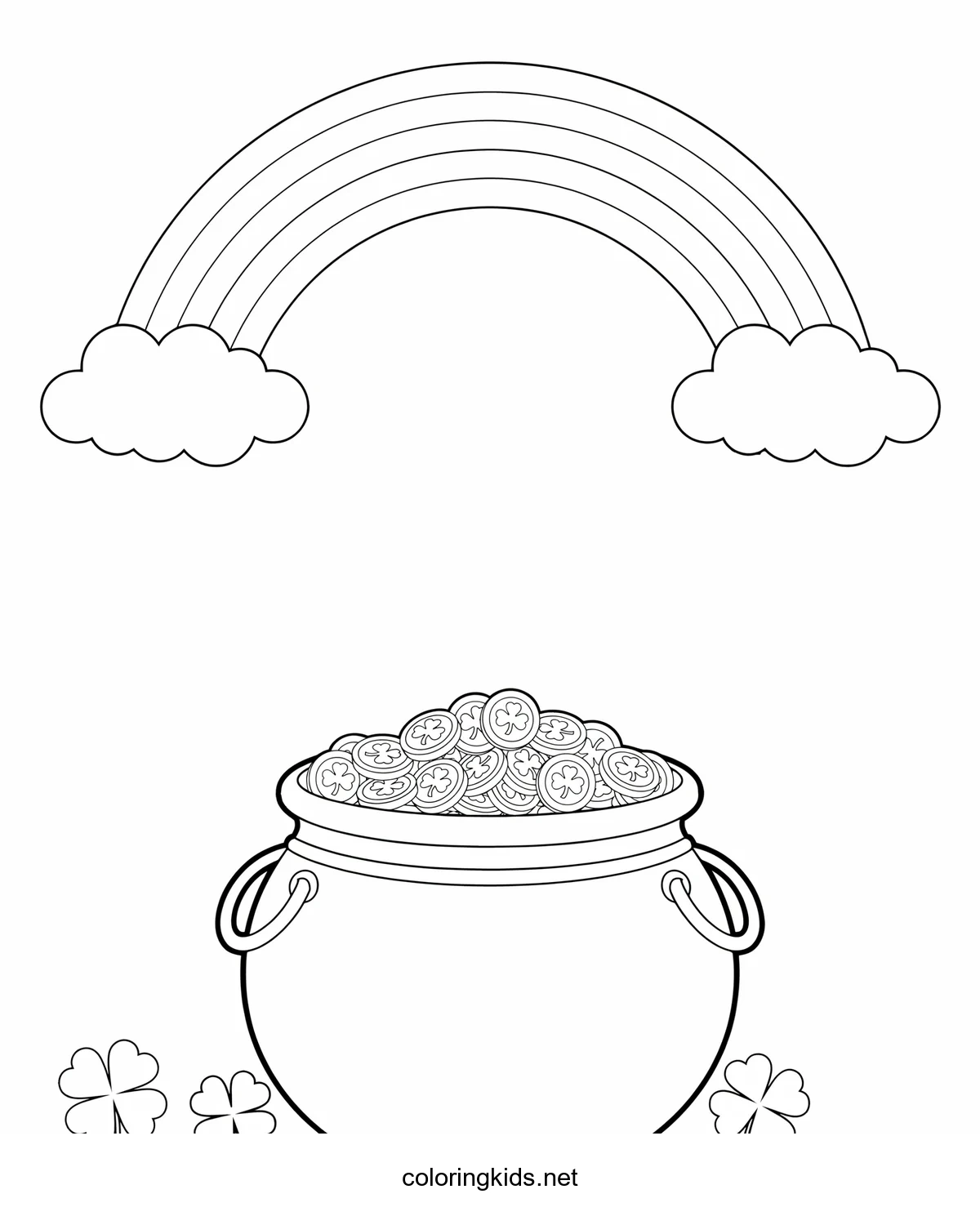 Pot of Gold coloring pages for kids, printable free