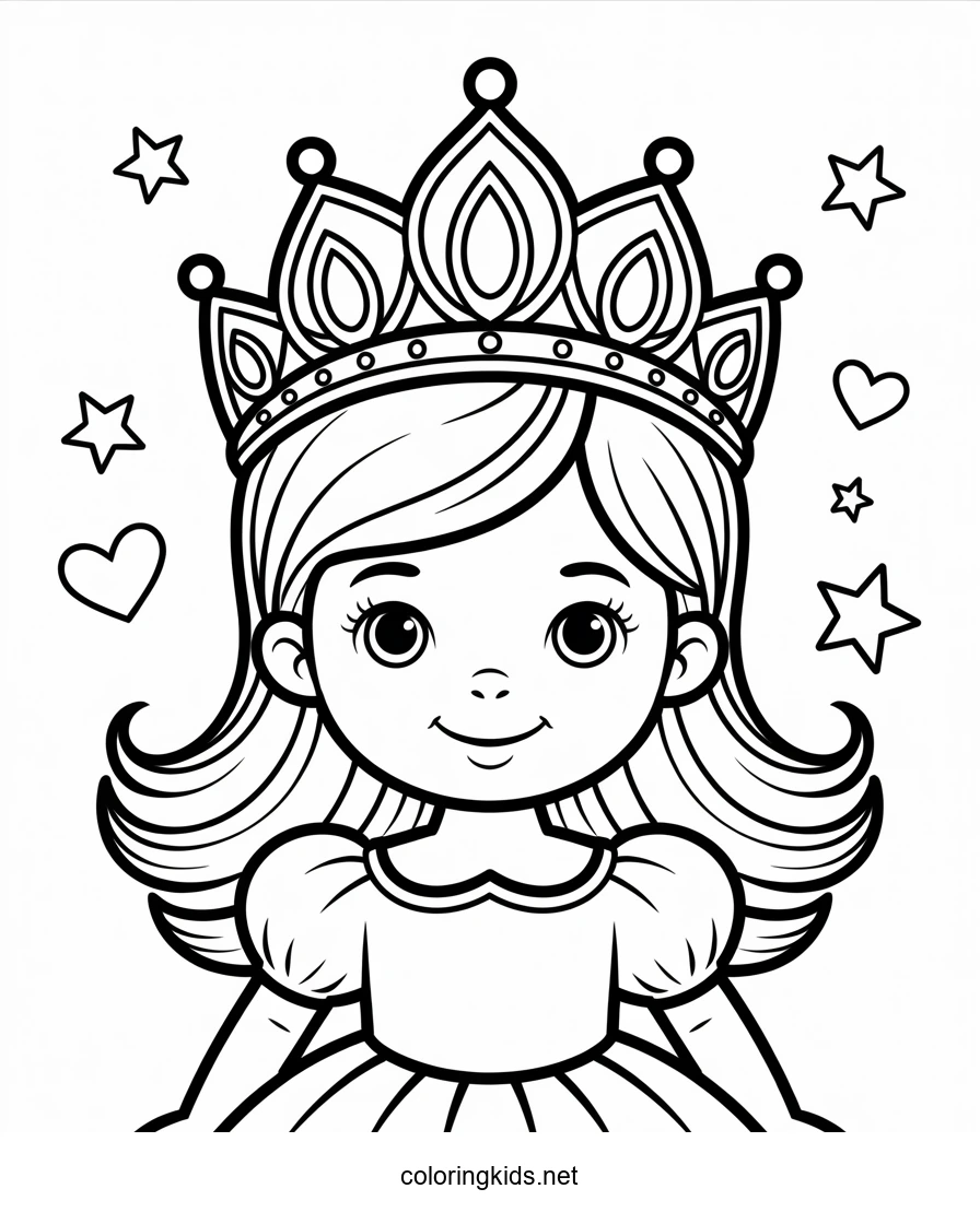 Pretty diadem coloring page for girls, printable free