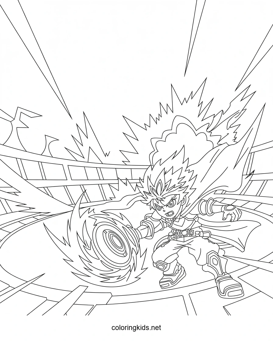 Rago Beyblade anime coloring pages for kids, printable free