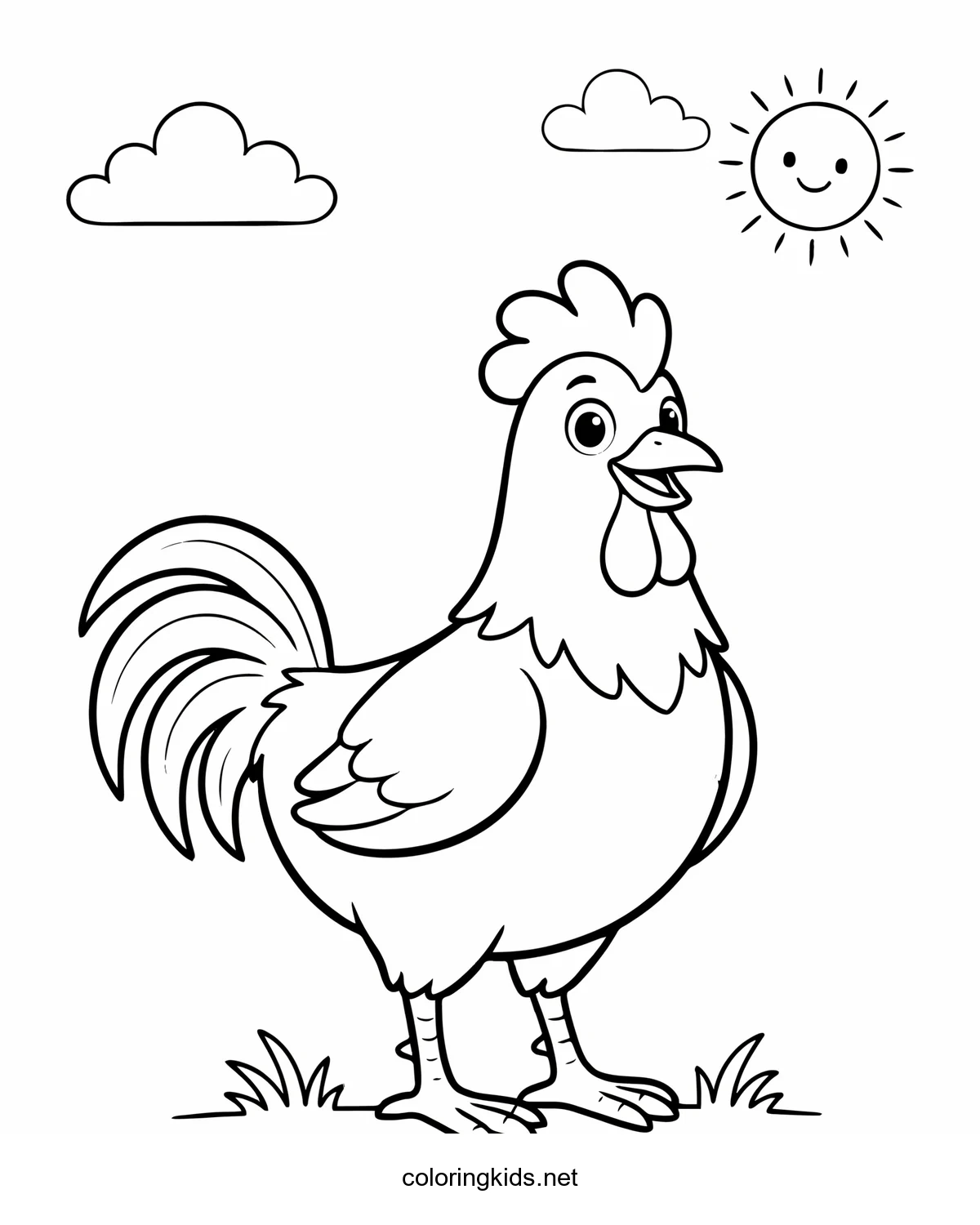 Rooster / Chicken coloring pages for kids, printable free