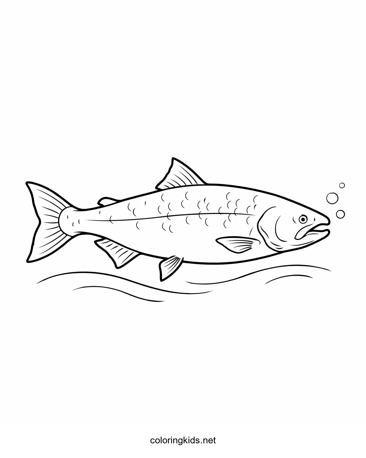 Fish (Salmon) coloring pages for kids, printable free