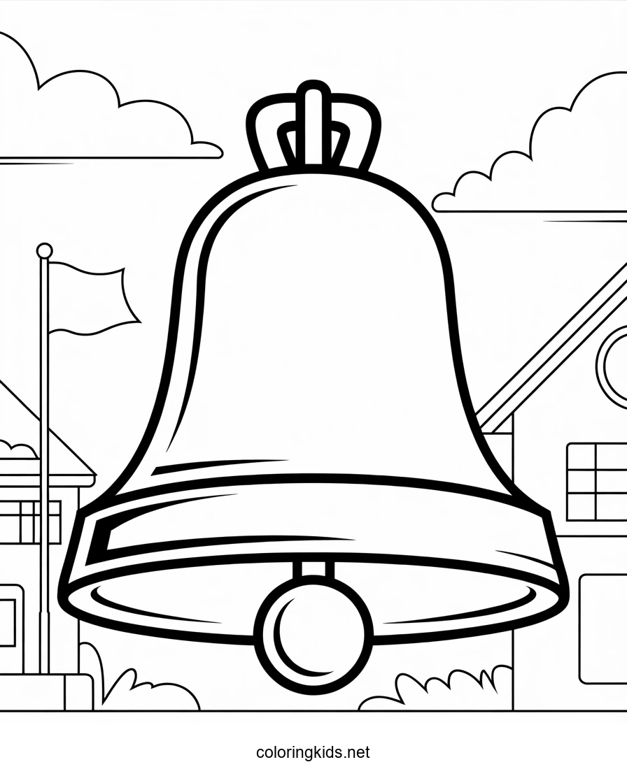School bell coloring page, classes coloring page for kids, printable free