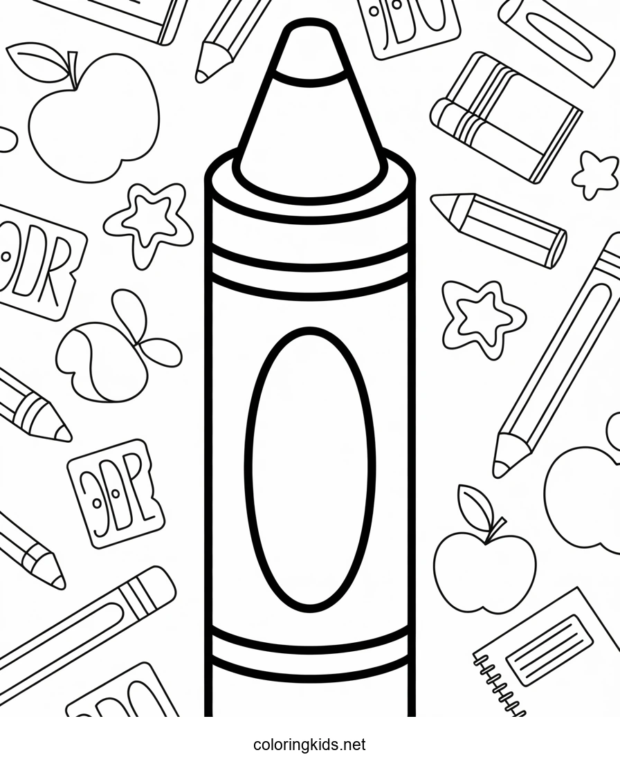School coloring page crayon, classes coloring page for kids, printable free