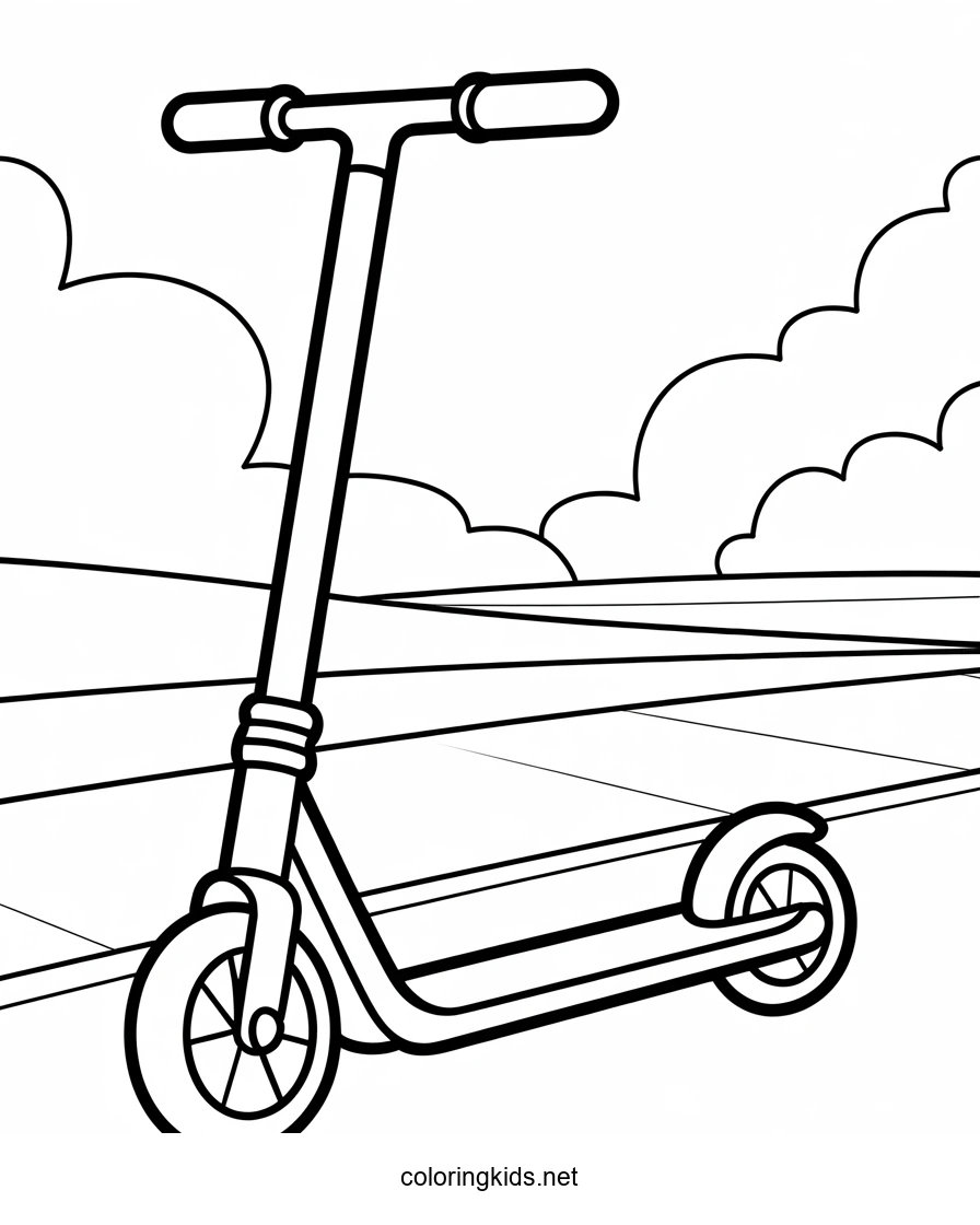 Scooter transportation coloring pages for kids, printable free