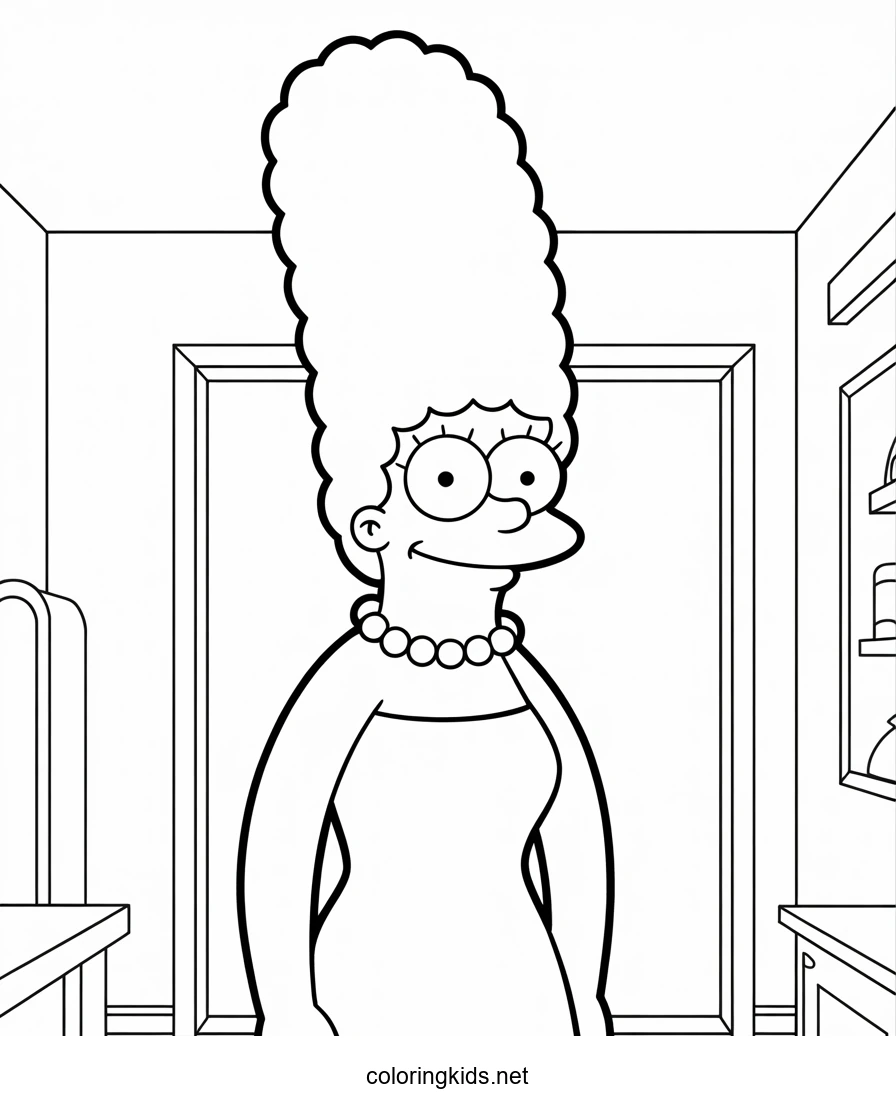 Simpsons Marge coloring pages for kids printable free