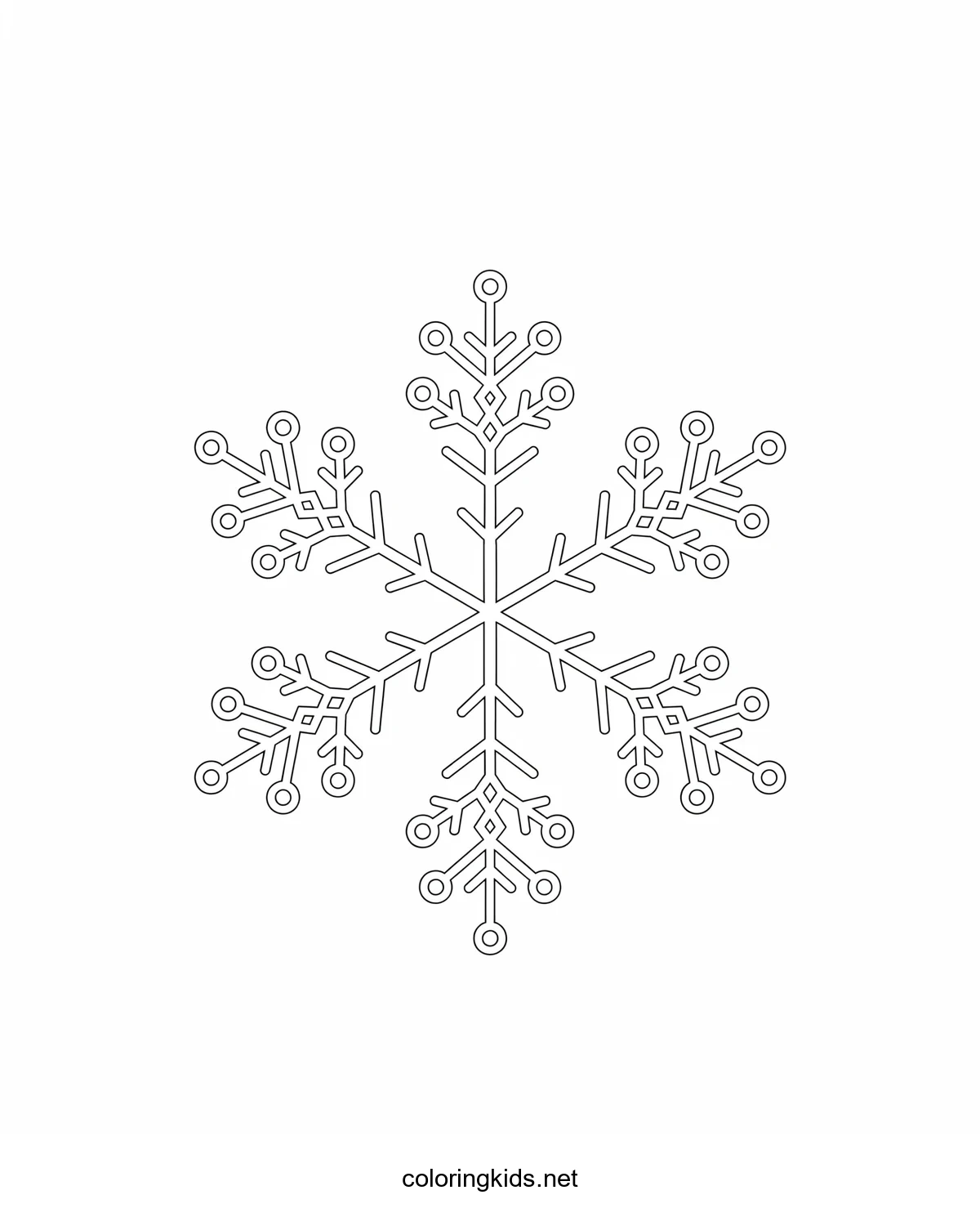 Snowflake coloring pages for kids, printable free