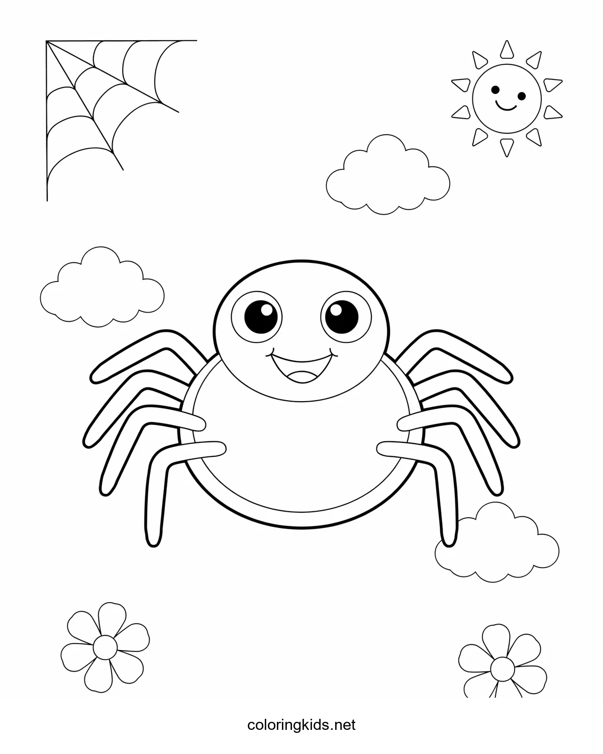 Spider coloring pages for kids, printable free