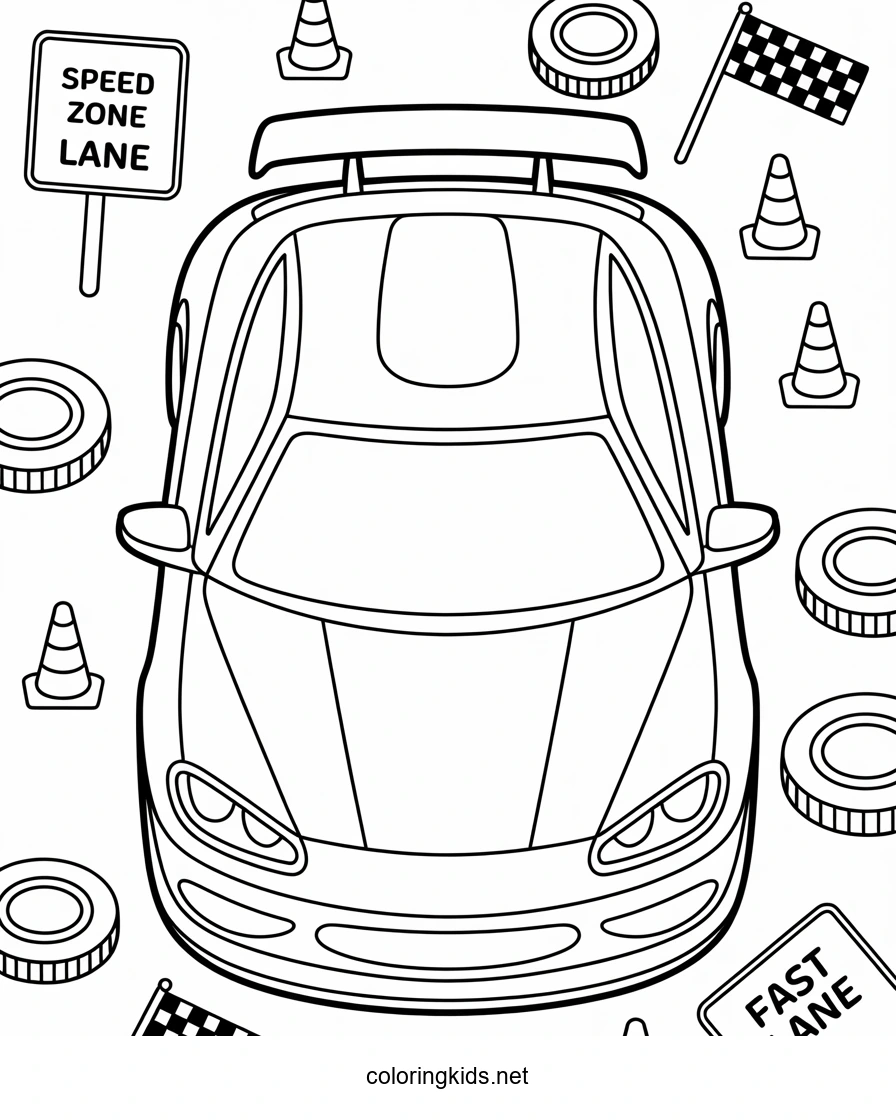 Cool Car coloring pages for kids, printable speed car