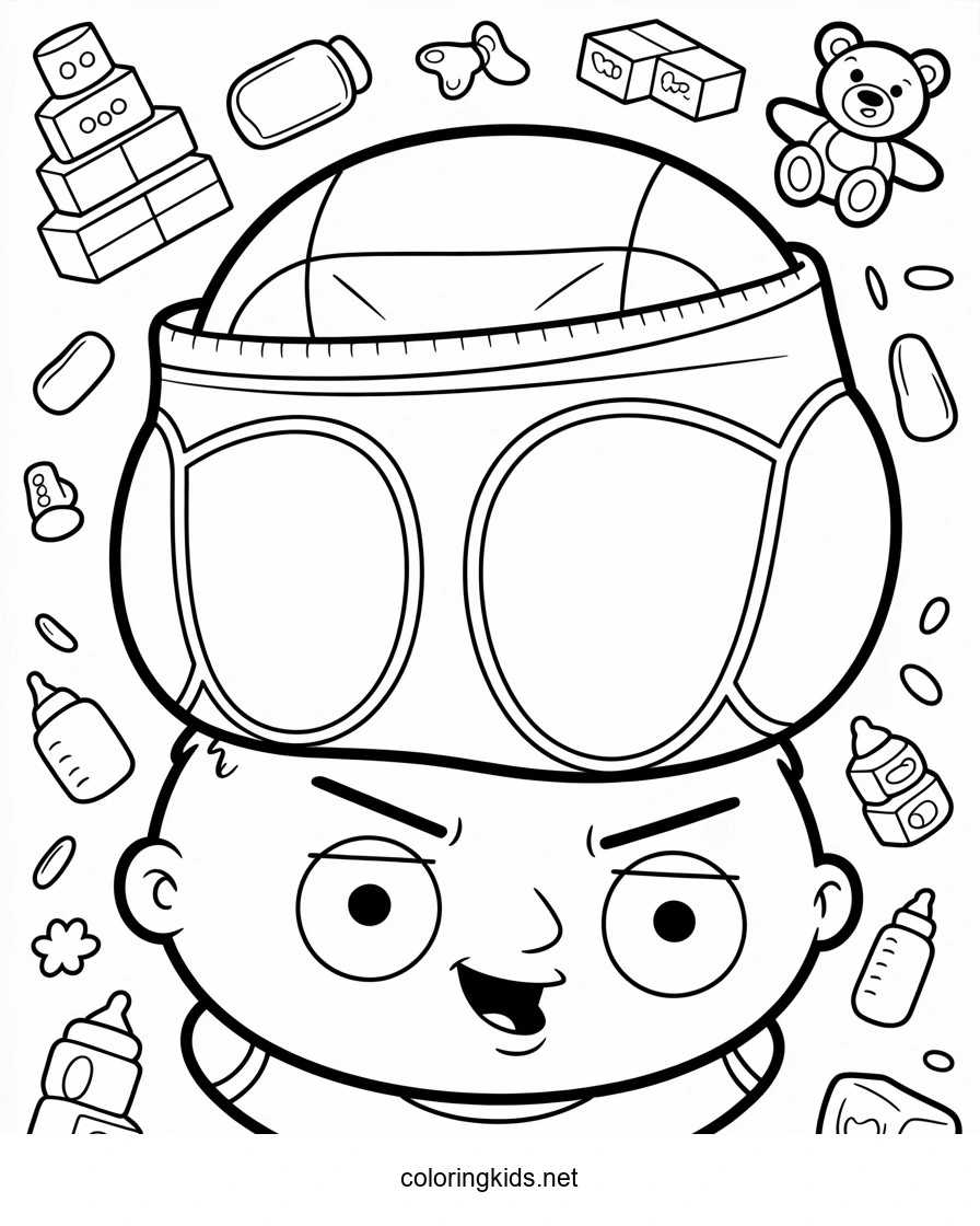 Stewie with underwear on head coloring pages for kid…