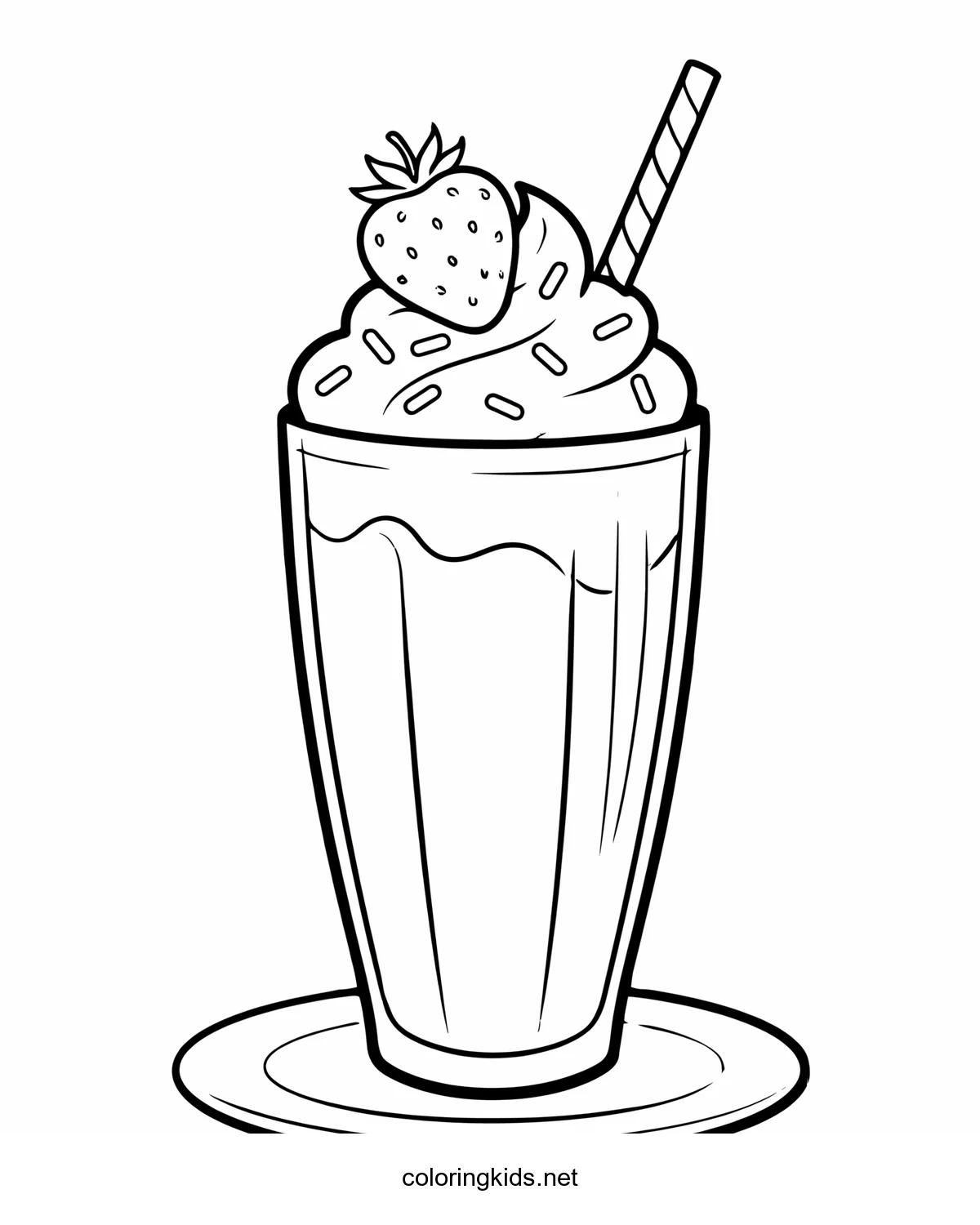 Strawberry Milkshake coloring pages for kids, printable free