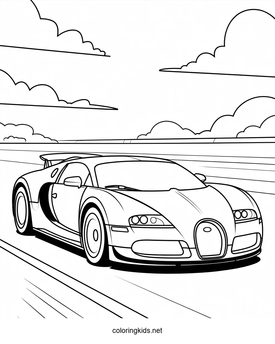 Super car Buggati Veyron coloring page, cool car printable free