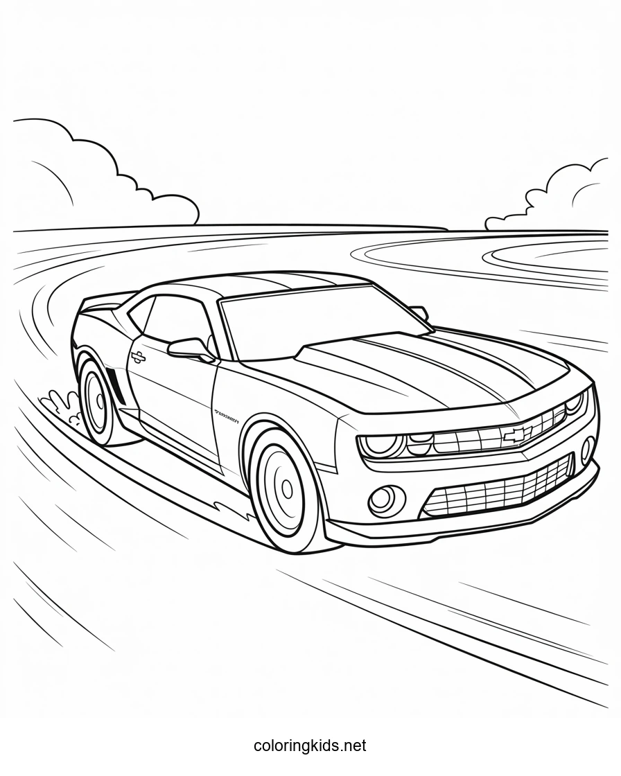 Super car Chevrolet Camaro coloring page, cool car printable free