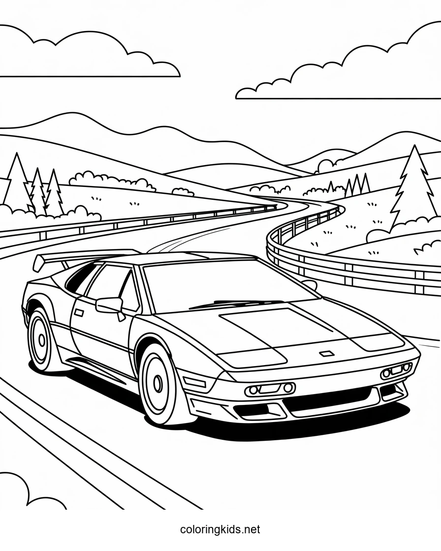 Super car Lotus Esprit V8 coloring page, cool car printable free