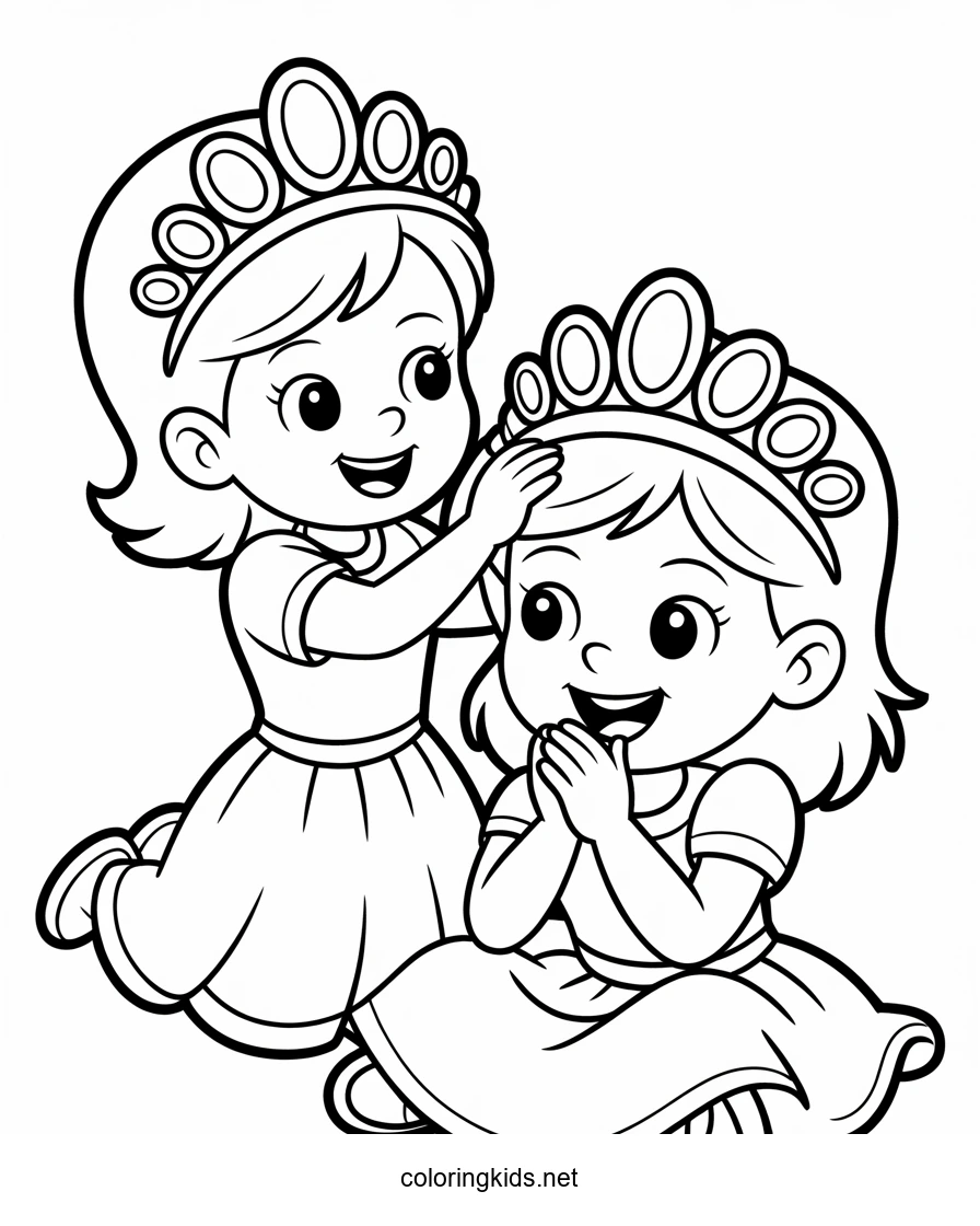 Tiara coloring page for girls, printable free