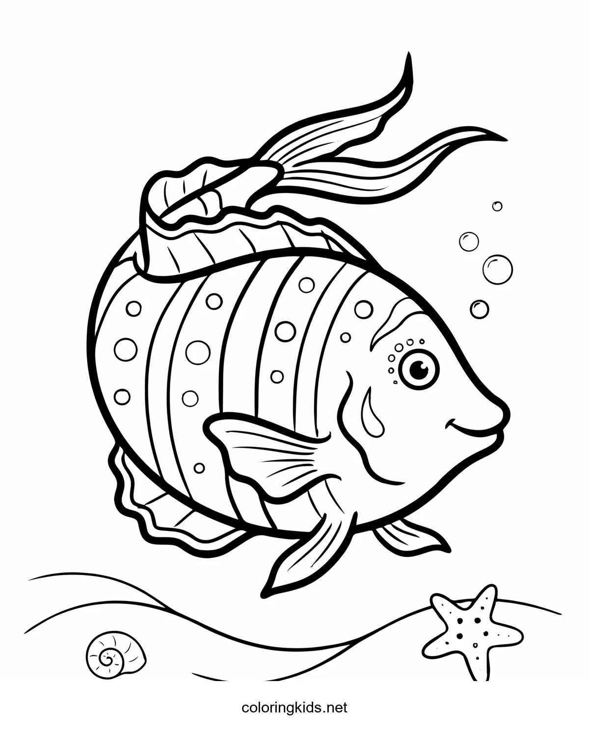 Tropical Fish coloring pages for kids, printable free