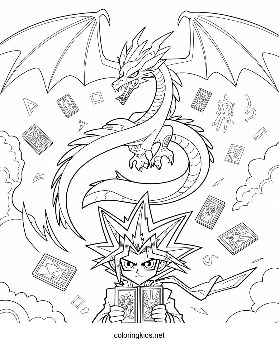 Yu Gi Oh coloring pages for kids, printable free