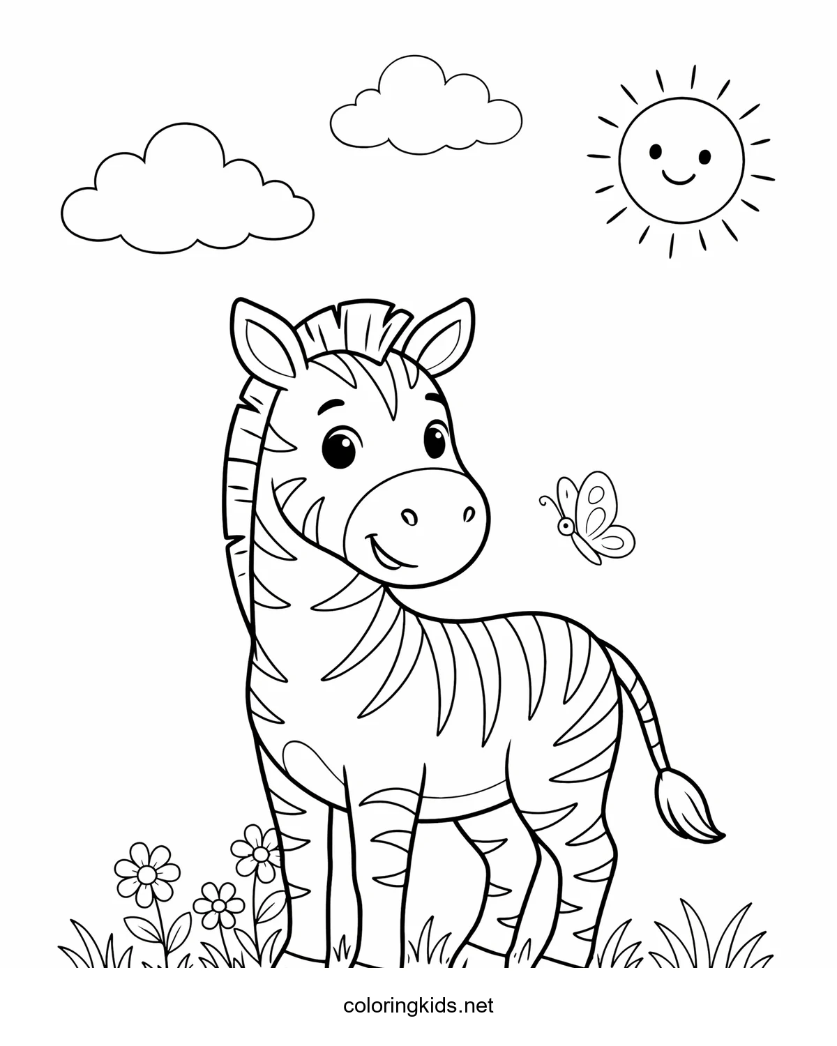 Zebra coloring pages for kids, printable free